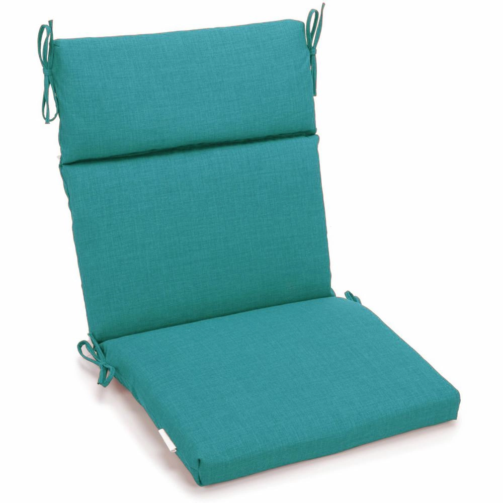 18-inch by 38-inch Spun Polyester Solid Outdoor Squared Chair Cushion, Aqua Blue