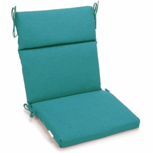 18-inch by 38-inch Spun Polyester Solid Outdoor Squared Chair Cushion, Aqua Blue
