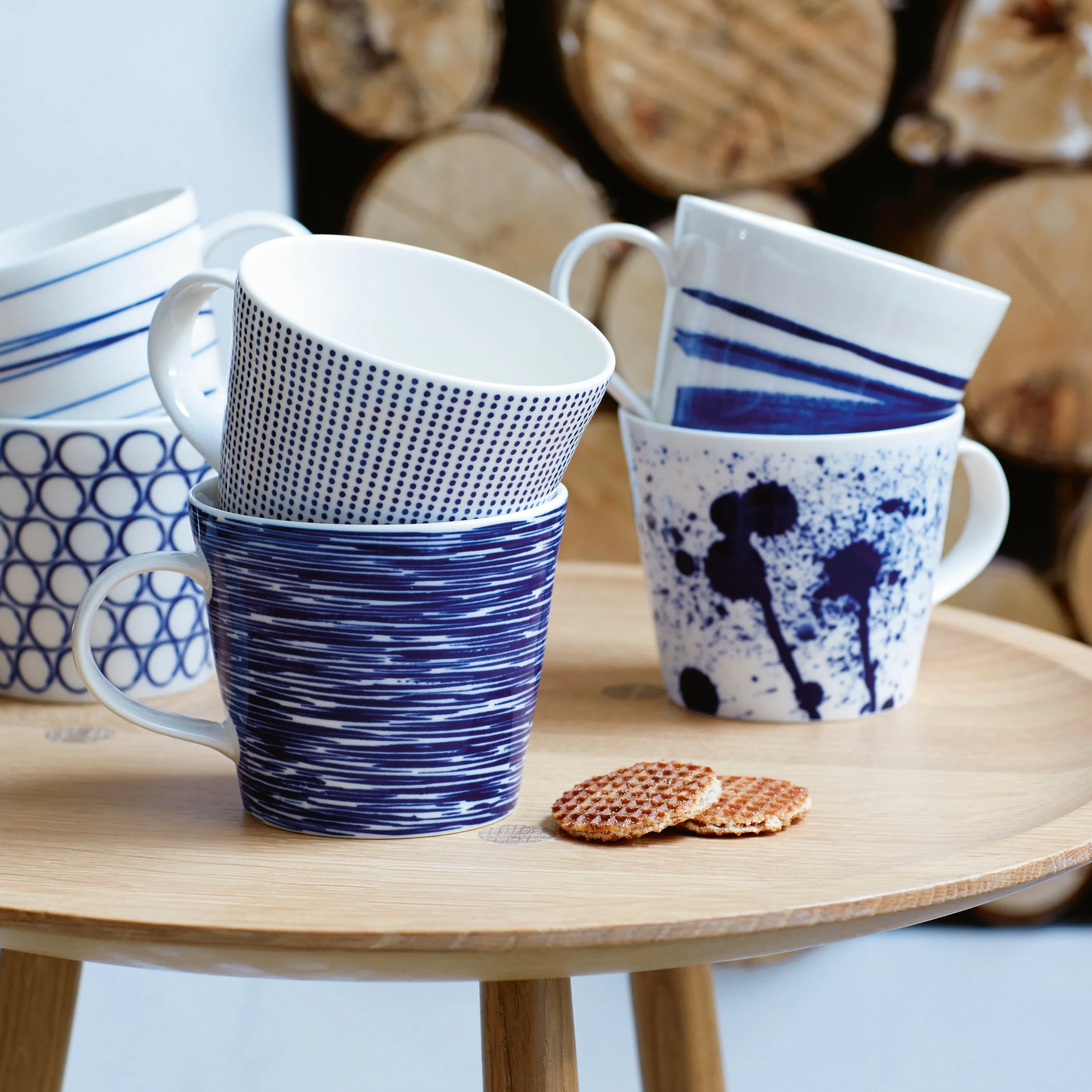 1815 Pacific Mug 13.5oz, Blue Mixed Patterns, Set of 6