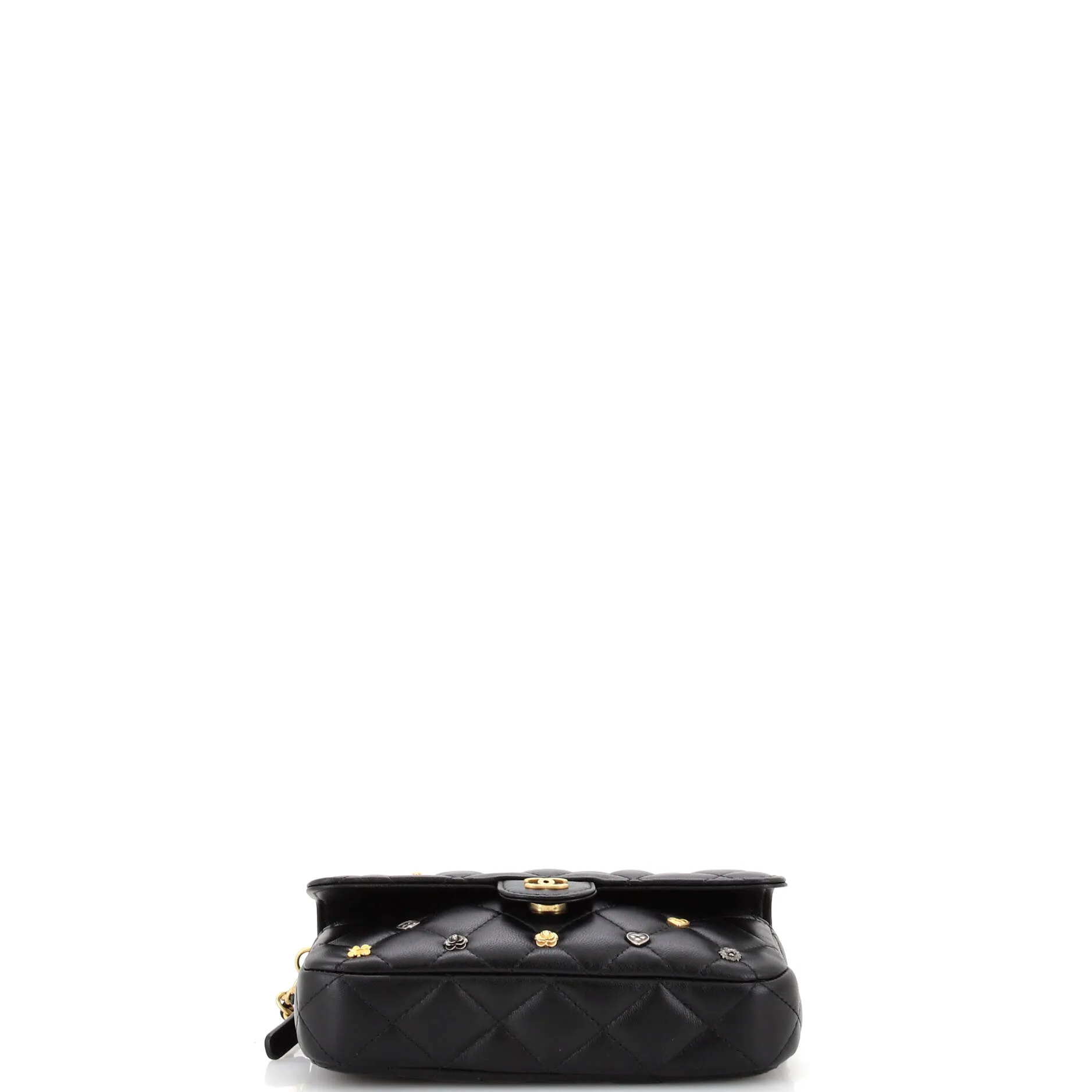 18K Charms Classic Flap Phone Holder with Chain Quilted Lambskin