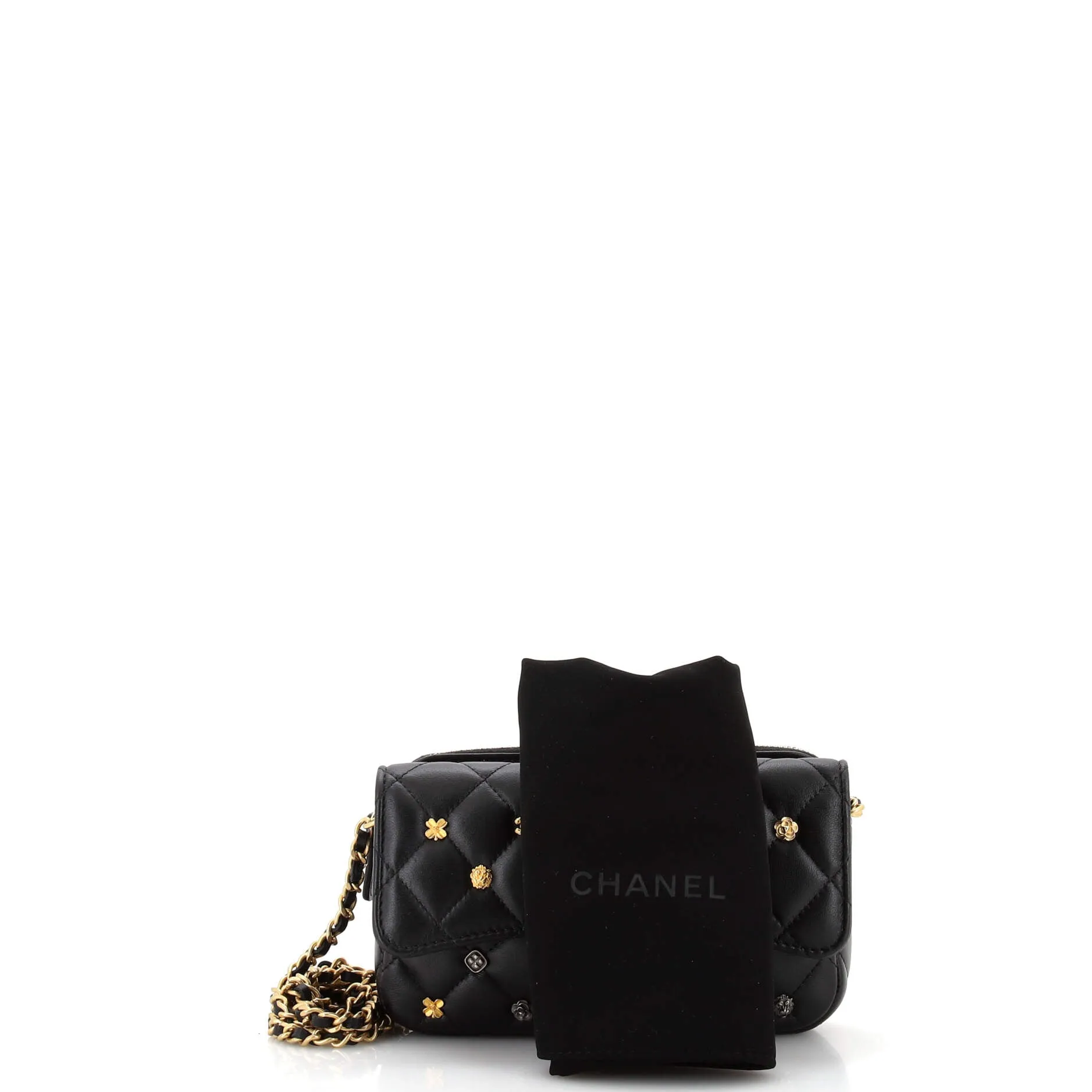 18K Charms Classic Flap Phone Holder with Chain Quilted Lambskin