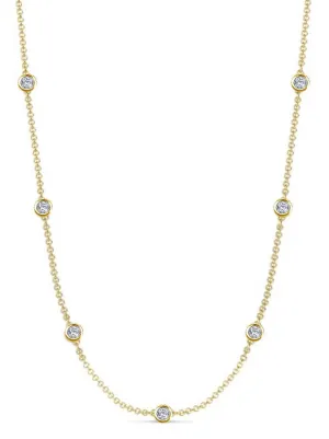 18k Gold Bezel Multi Cz Necklace