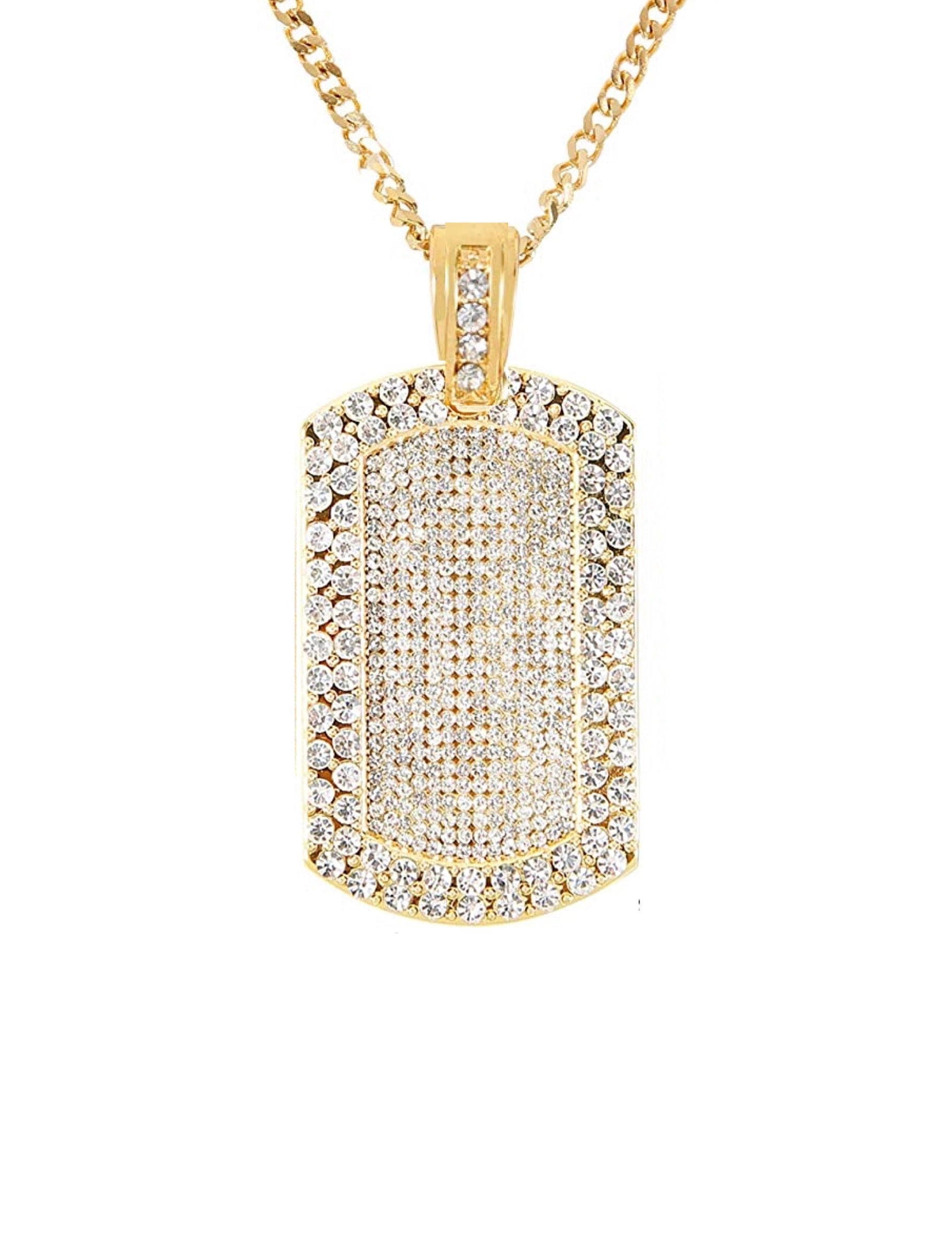 18k Gold Cz Tag Necklace