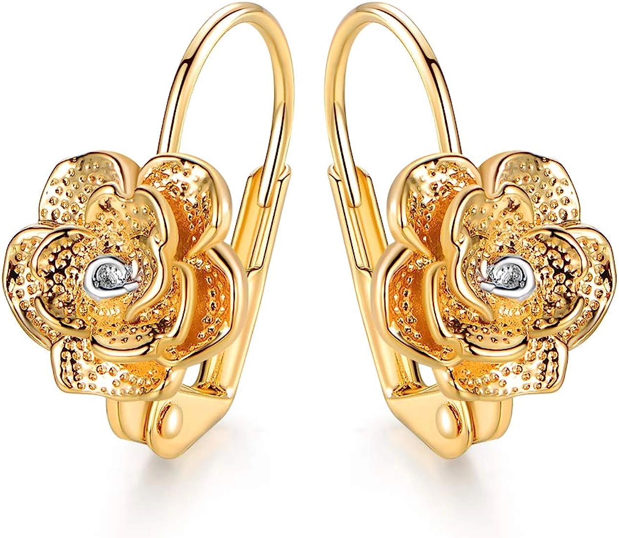 18K Gold Floral Drop Earrings