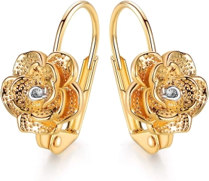 18K Gold Floral Drop Earrings