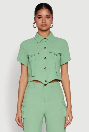 Airy D Ring Closure Crop Top