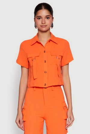 Airy D Ring Closure Crop Top