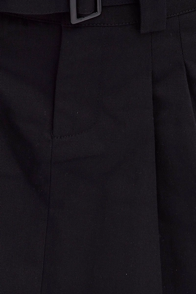 Black Cargo Skirt Low Rise Belted