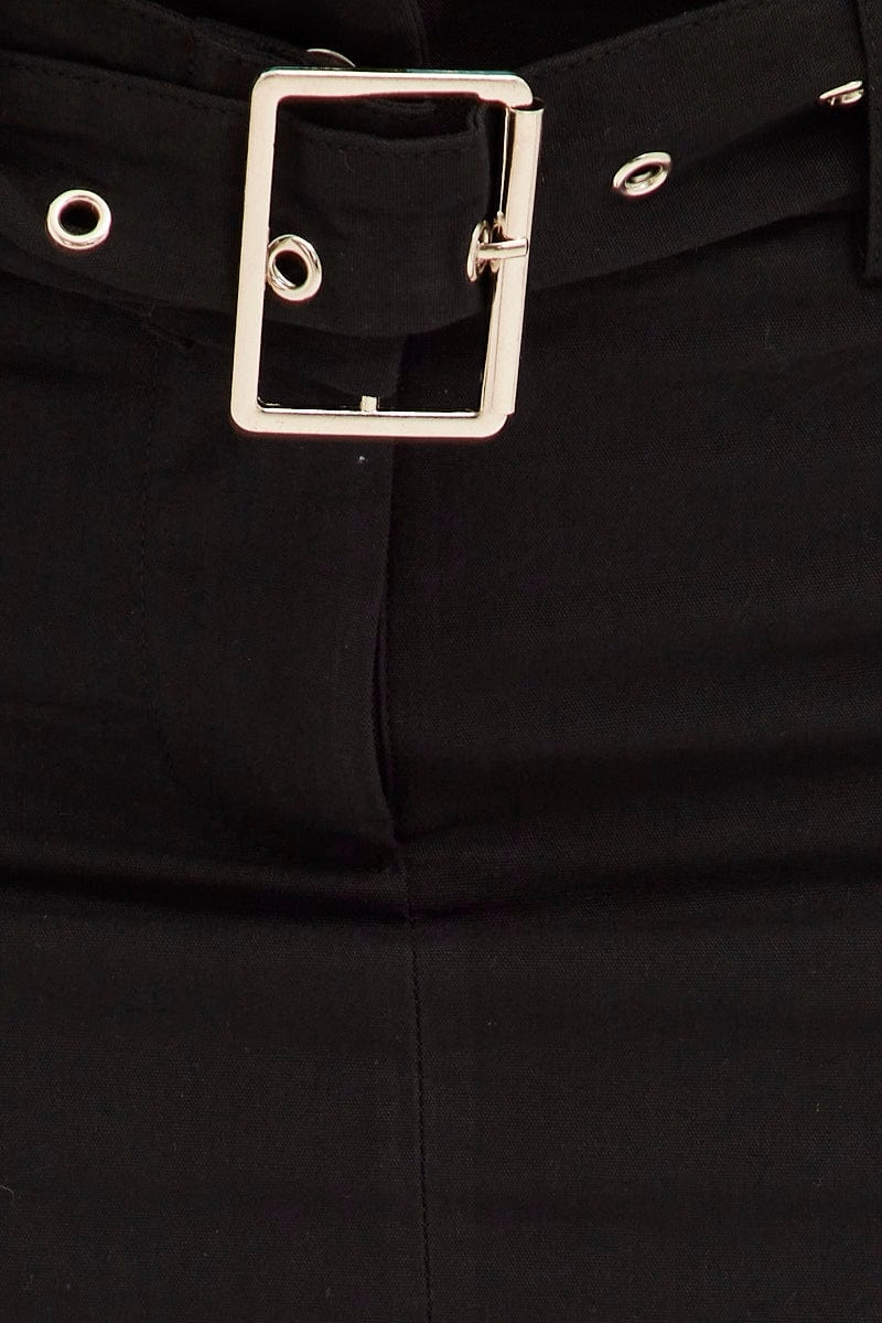 Black Cargo Skirt Mini Mid Rise