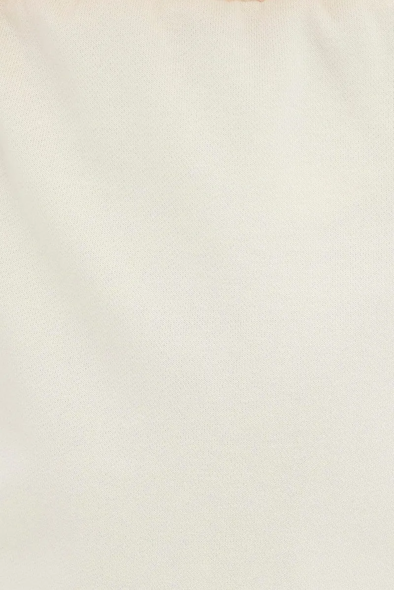 Cream Graphic Paris Print Sweat Track Short