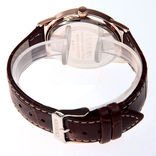 Curren Women's Watch with Leather Band (White 3.4cm Dial) - CUR048