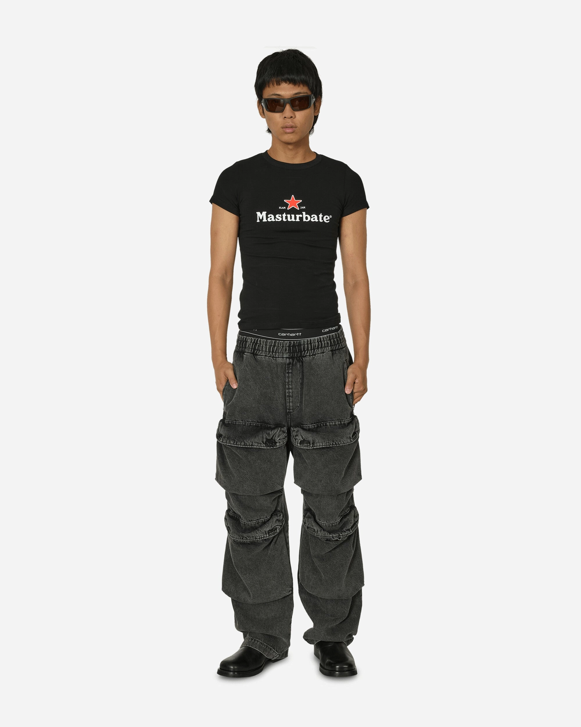 Denim Cargo Pants Black