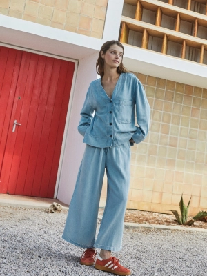 Denim Effect Pants Vf107 Tejano