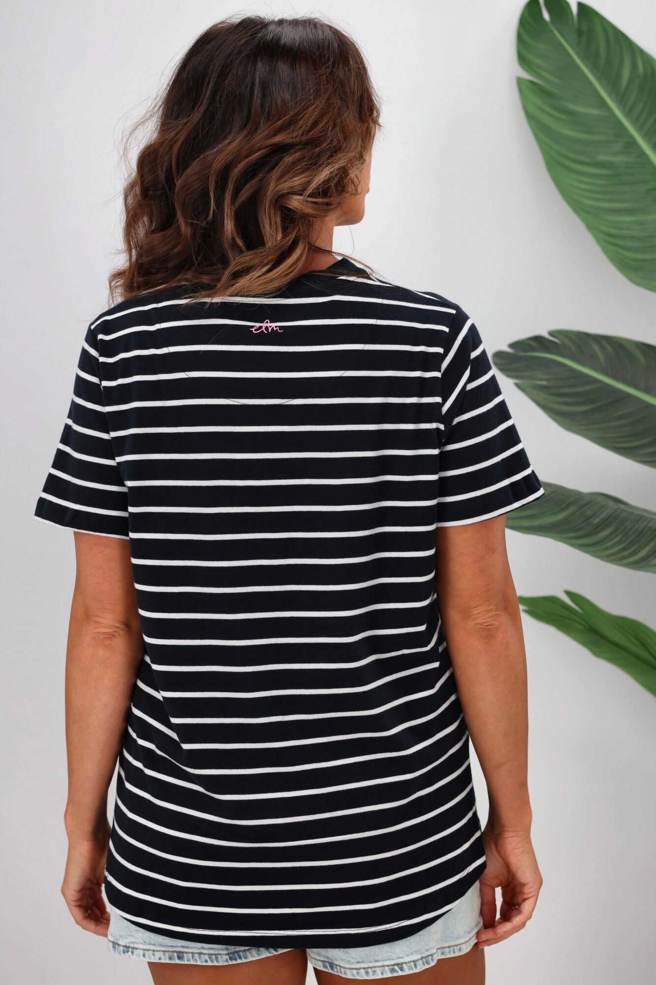 Elm Quarter Heart Stripe Tee Navy White Stripe