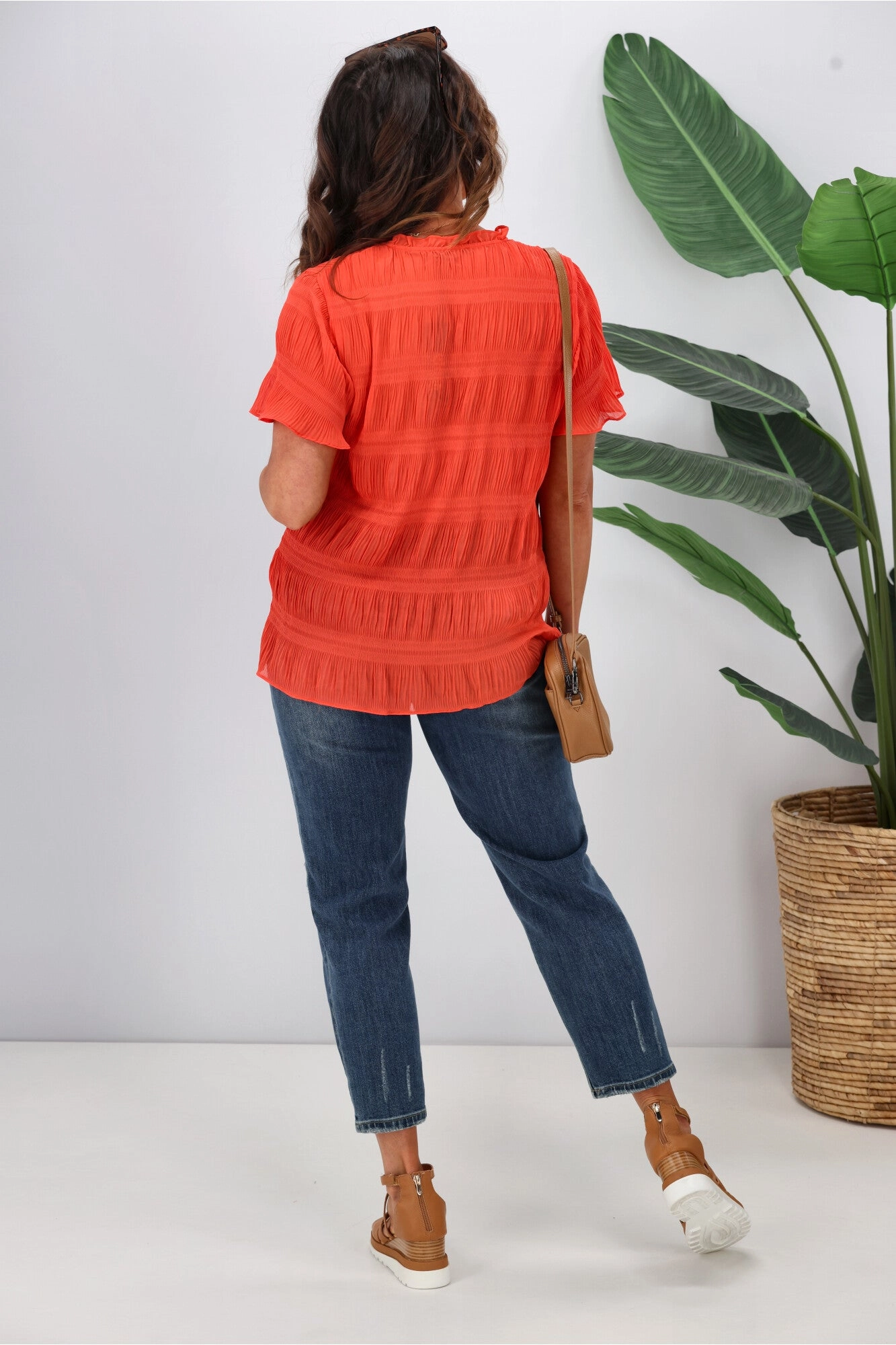 Gloss by Shine On Ontario Pleated Top Coral