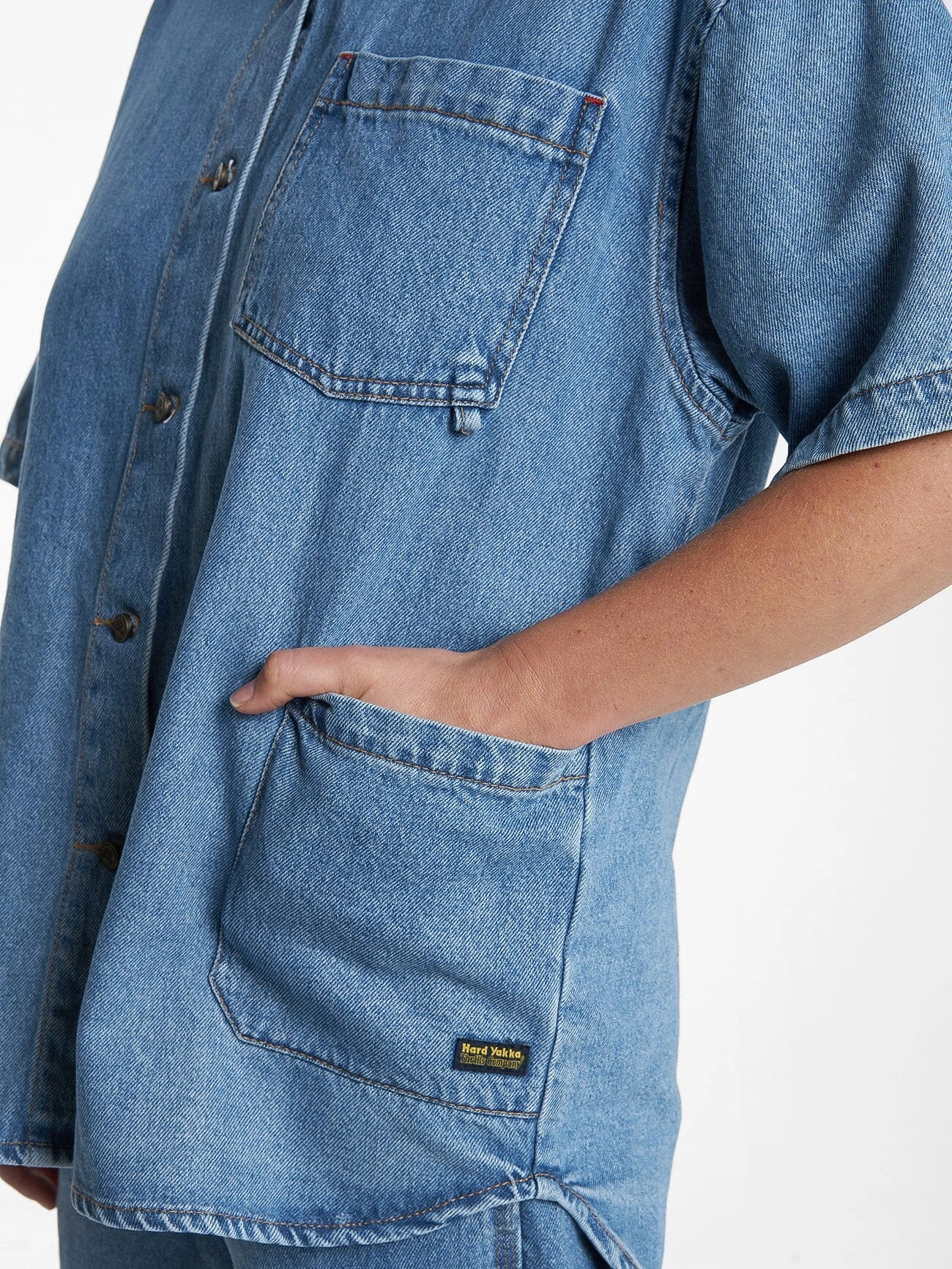 Hard Yakka X Thrills Short Sleeve Overshirt - Drill Blue