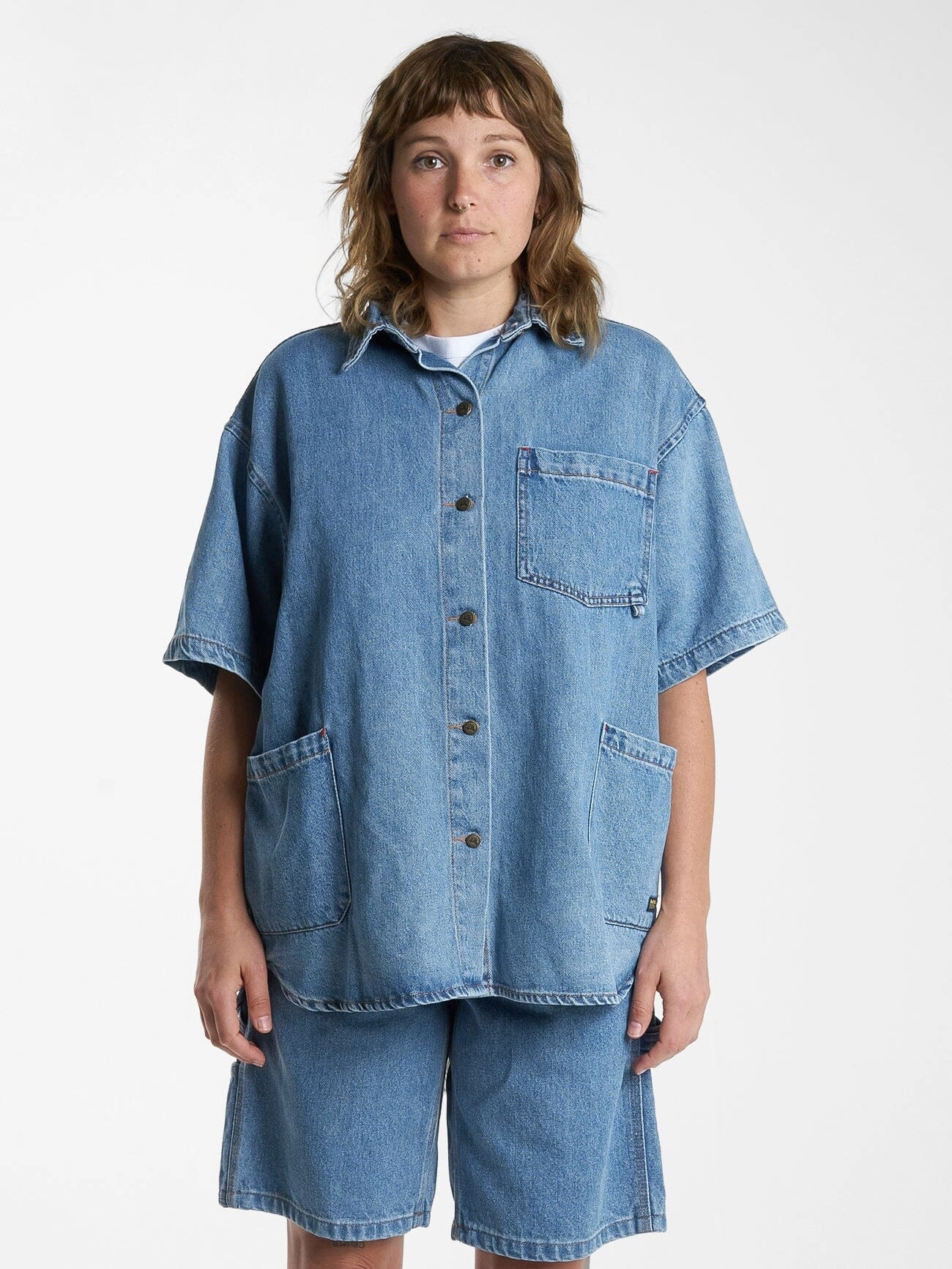 Hard Yakka X Thrills Short Sleeve Overshirt - Drill Blue