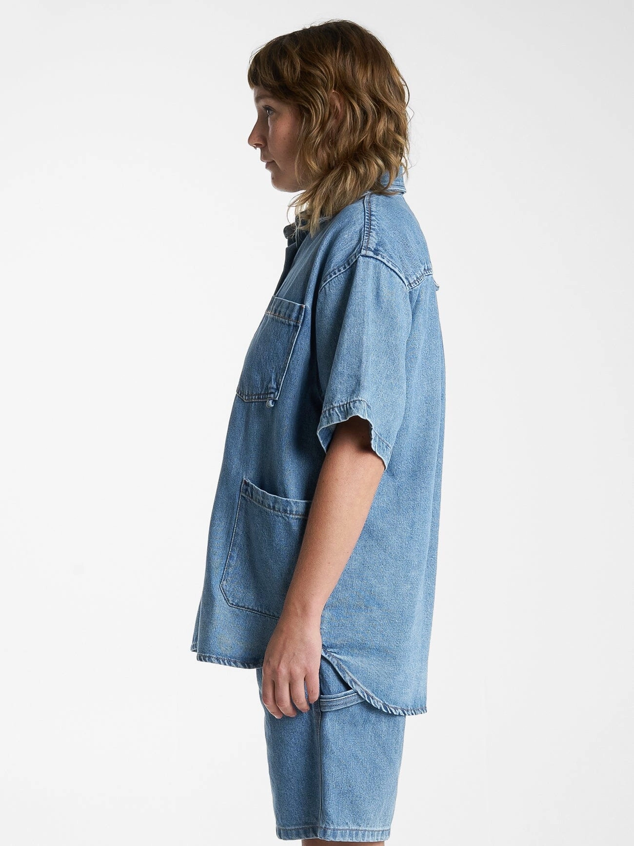 Hard Yakka X Thrills Short Sleeve Overshirt - Drill Blue
