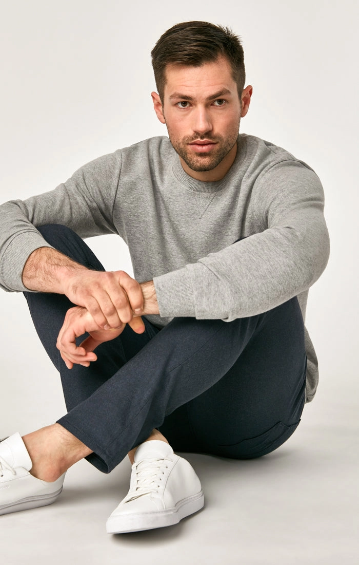 MARCUS SLIM STRAIGHT LEG PANTS IN NAVY FEATHER TWEED