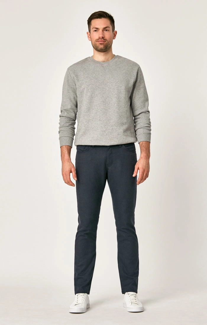 MARCUS SLIM STRAIGHT LEG PANTS IN NAVY FEATHER TWEED