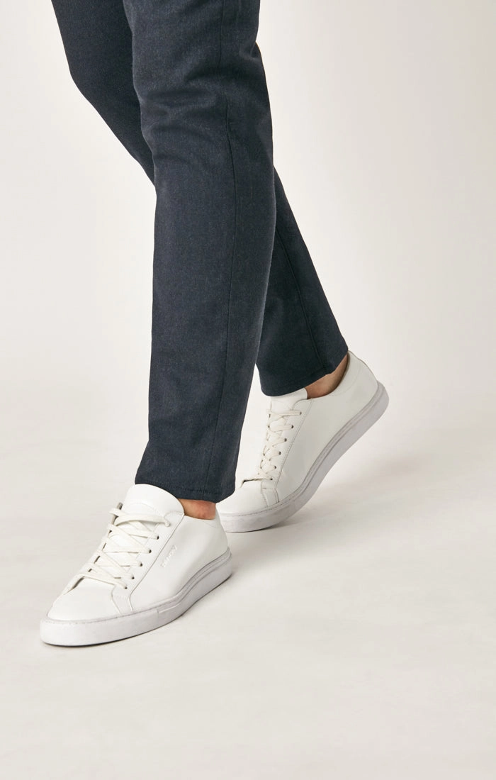 MARCUS SLIM STRAIGHT LEG PANTS IN NAVY FEATHER TWEED