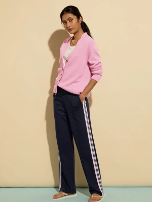 Marjorie LENZING™ ECOVERO™ Side Stripe Ponte Trousers | Navy & Powder Pink