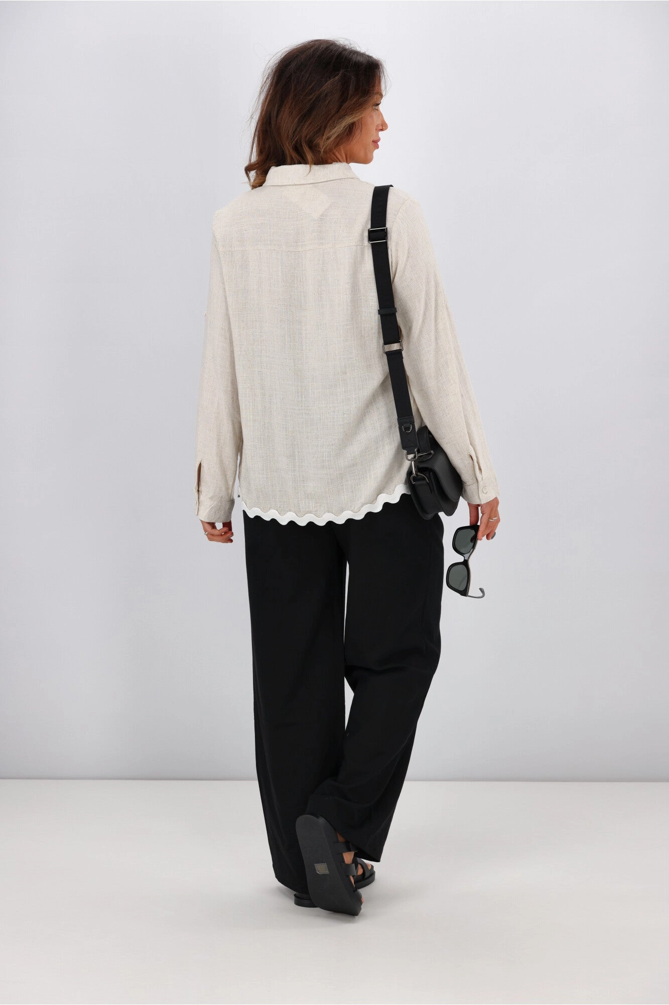 Miss Marlow Ric Rac Linen Shirt Soft Tan