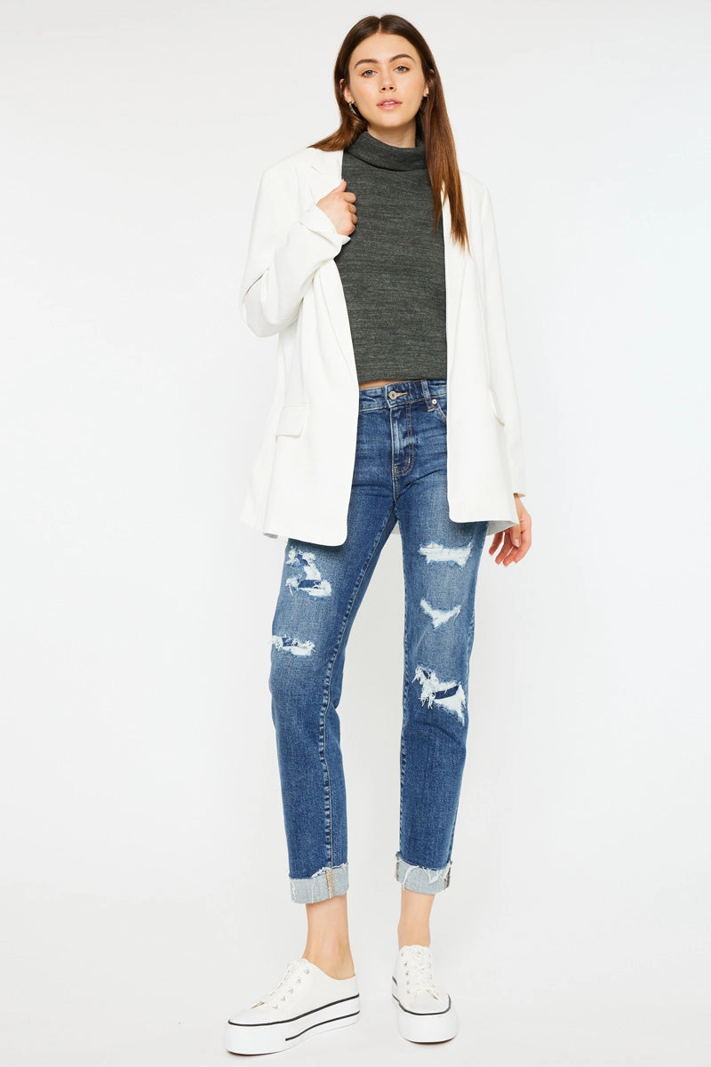 Nina Mid Rise Slim Boyfriend Jeans