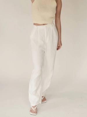 Nora White Linen Pants (Final Sale)