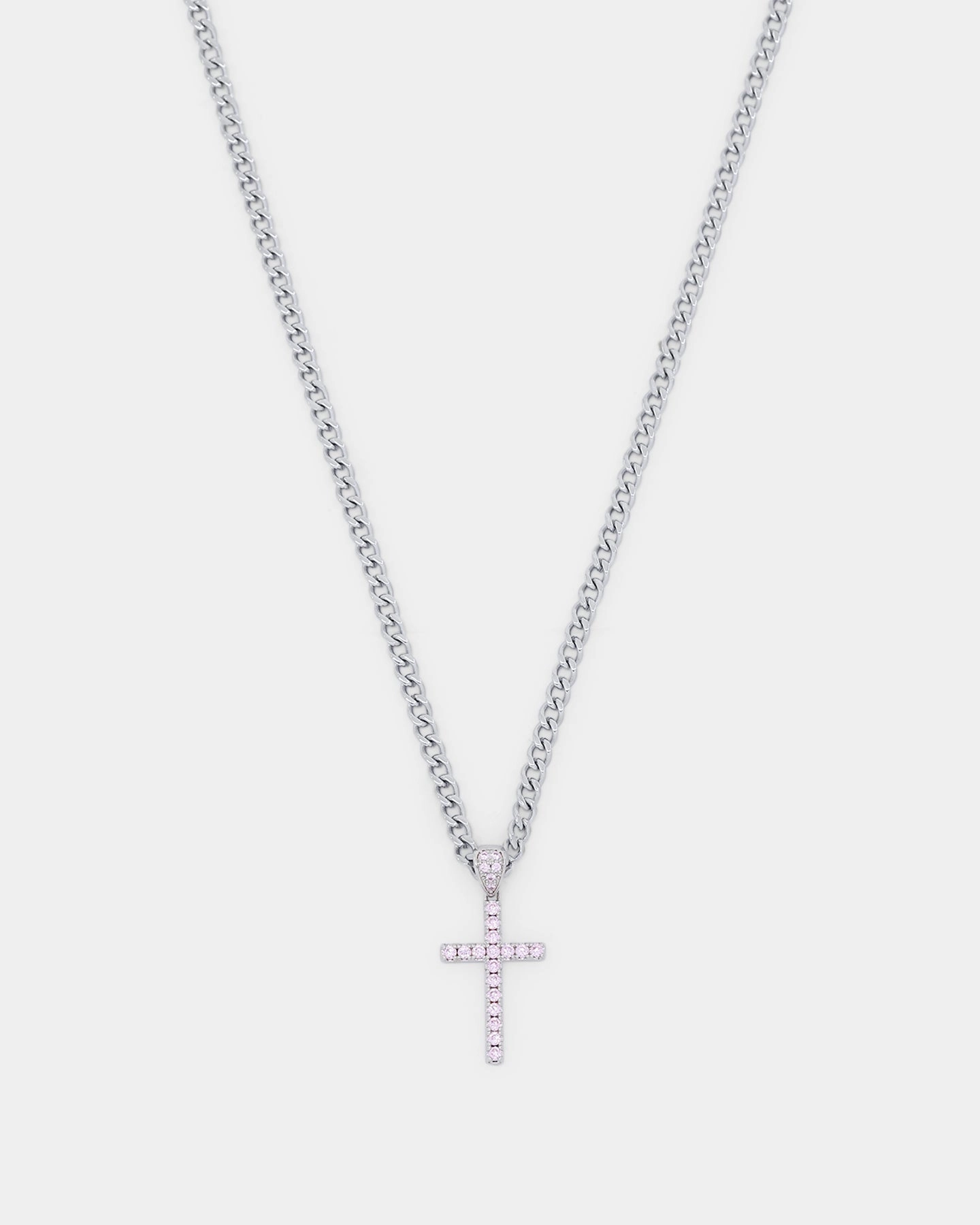 NXS Classic Mini Cross Pendant White Gold/Pink