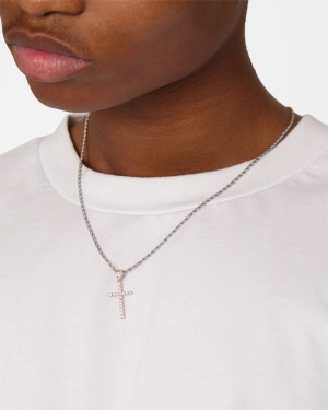 NXS Classic Mini Cross Pendant White Gold/Pink