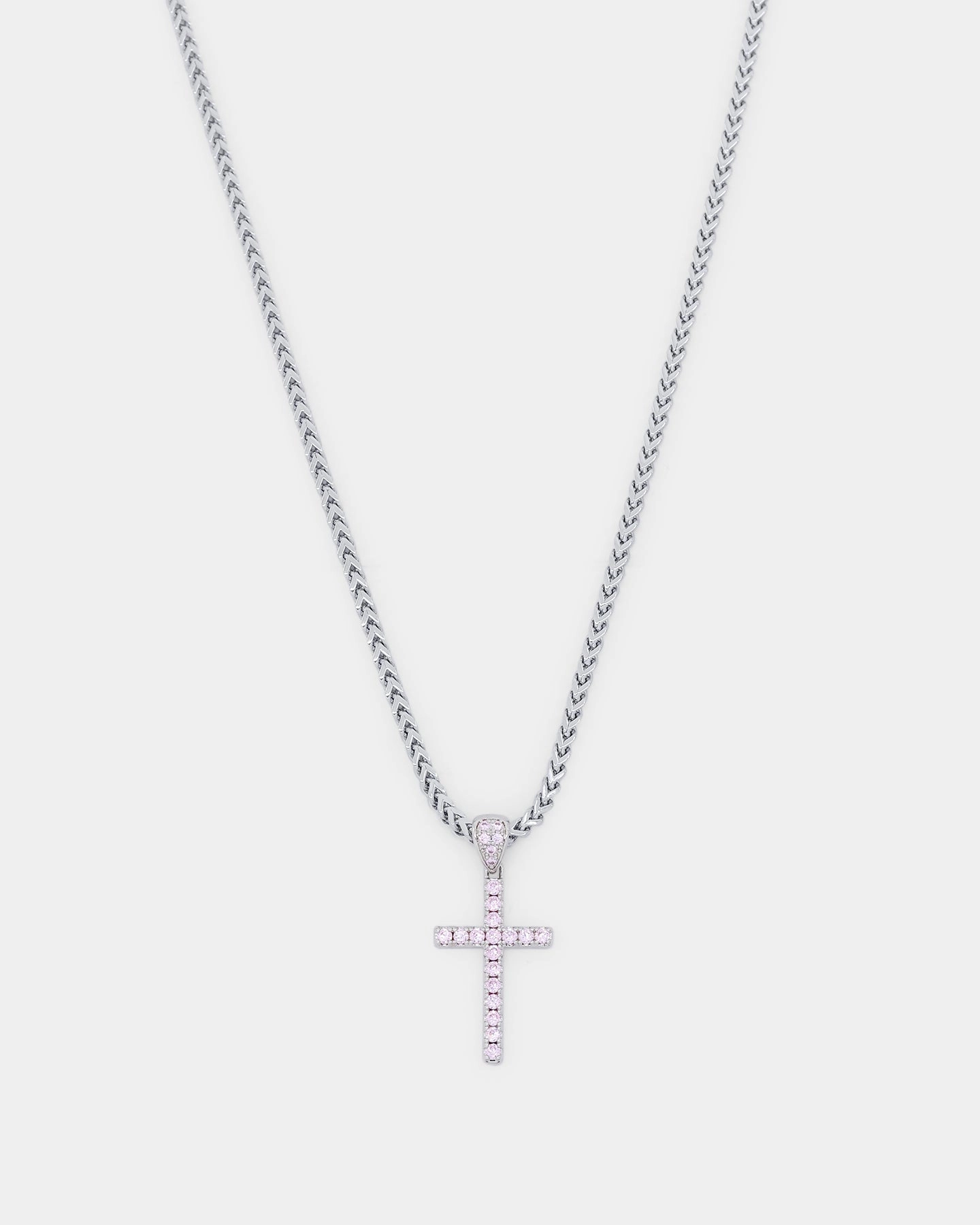 NXS Classic Mini Cross Pendant White Gold/Pink