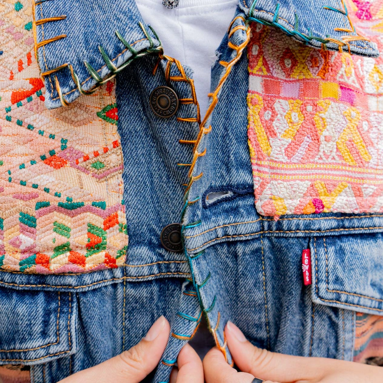 OOAK EMBELLISHED DENIM JACKET - SIZE XL - NO. 13765