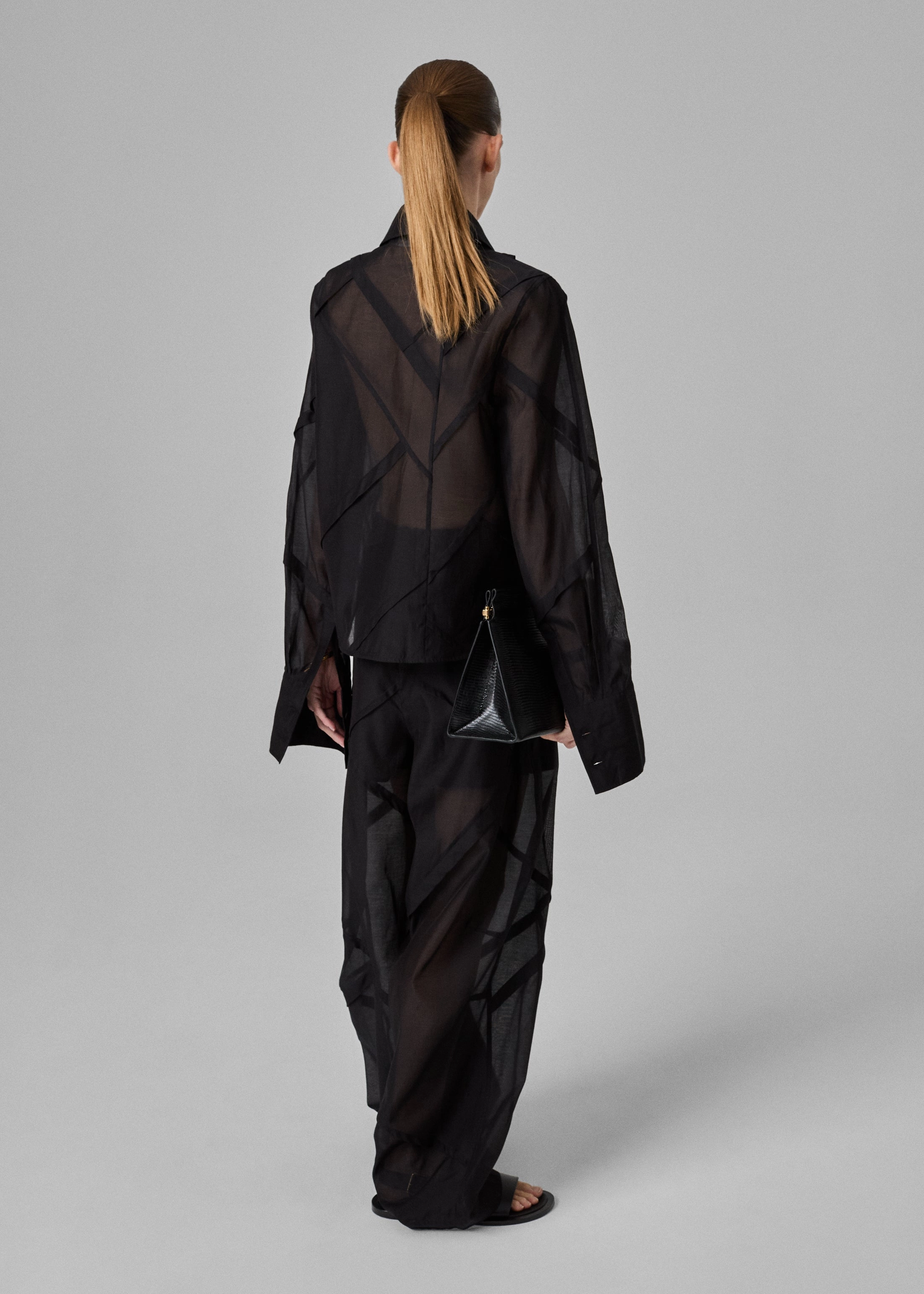 Parachute Drawstring Pant in Cotton Silk - Black