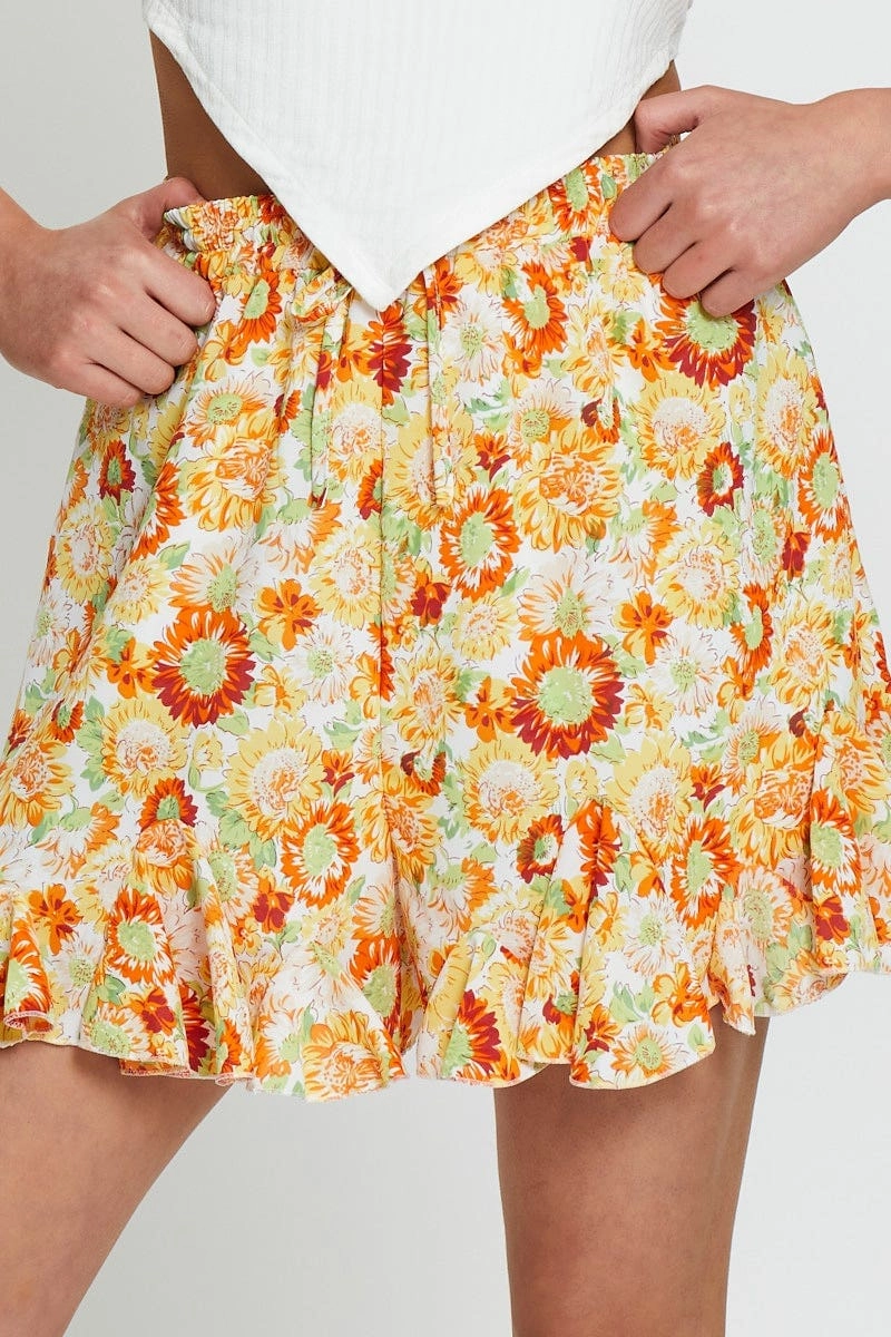 Print Elastic Waist Short