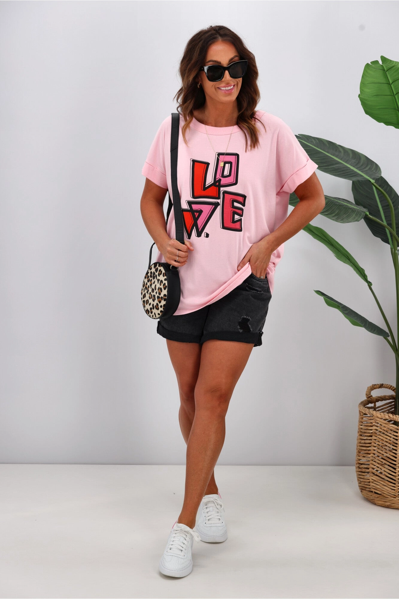 Rebel Club by Shine On Heartfelt Love Cap Sleeve Tee Pink