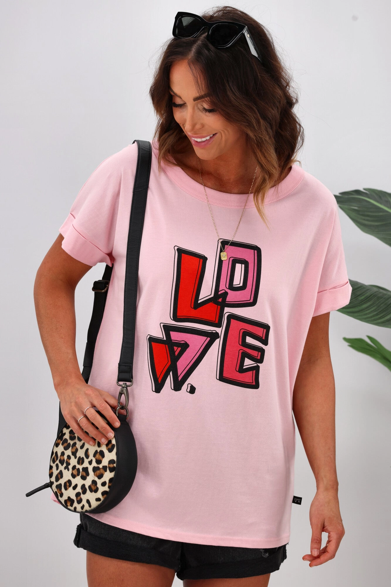 Rebel Club by Shine On Heartfelt Love Cap Sleeve Tee Pink