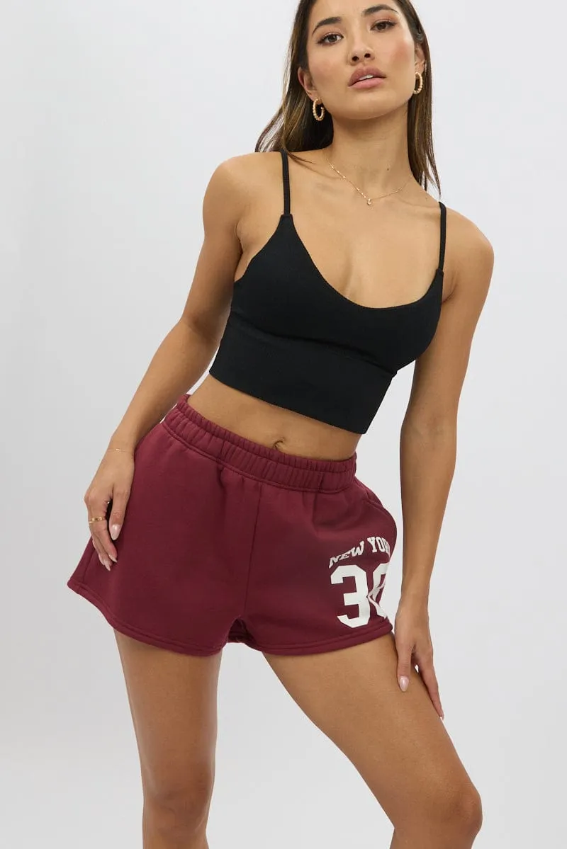 Red Track Shorts Elasticated