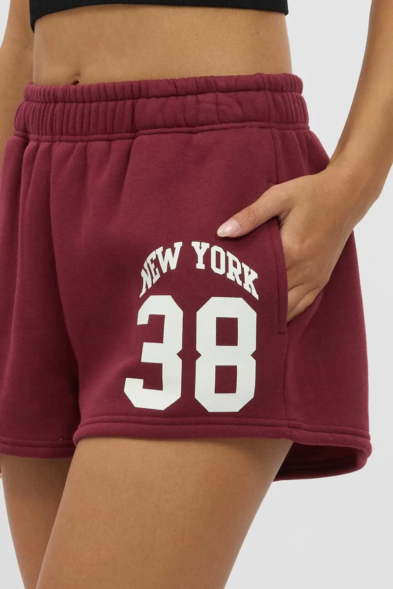 Red Track Shorts Elasticated