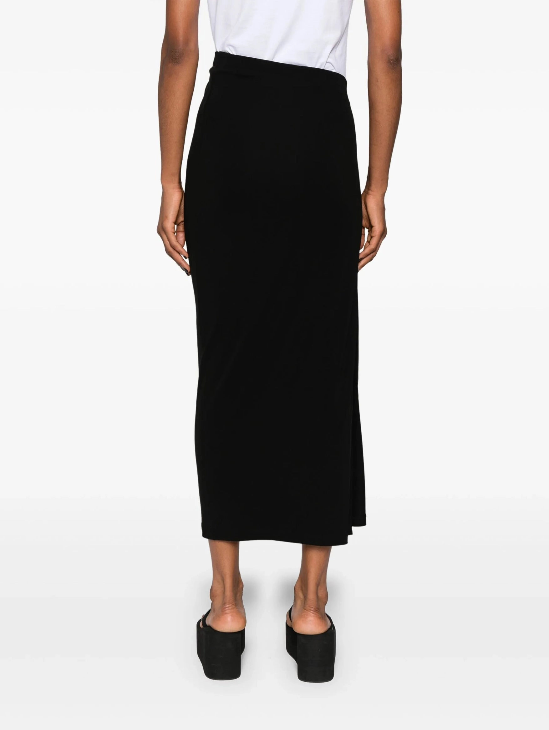Ruched Midi Skirt in Black