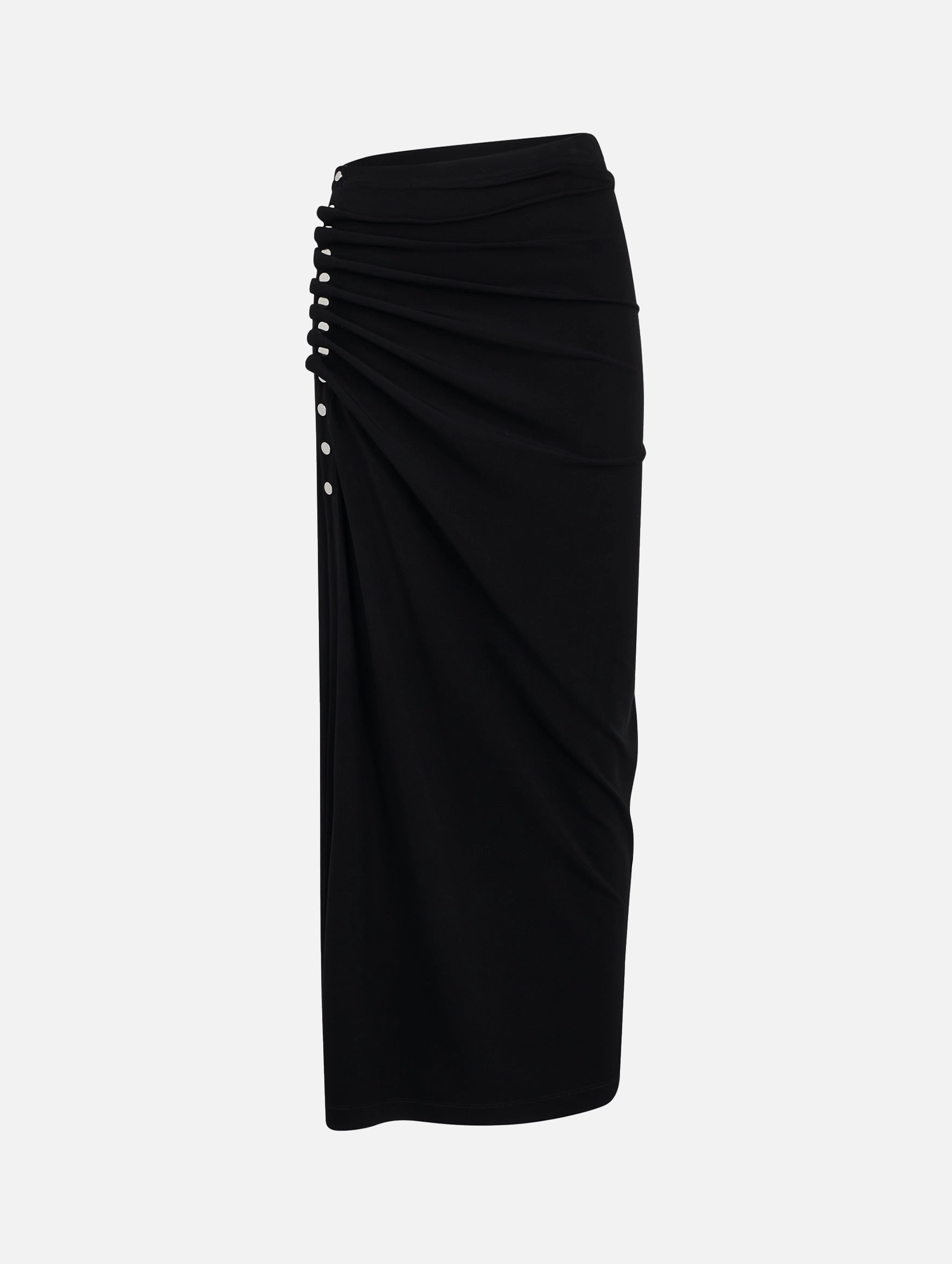 Ruched Midi Skirt in Black
