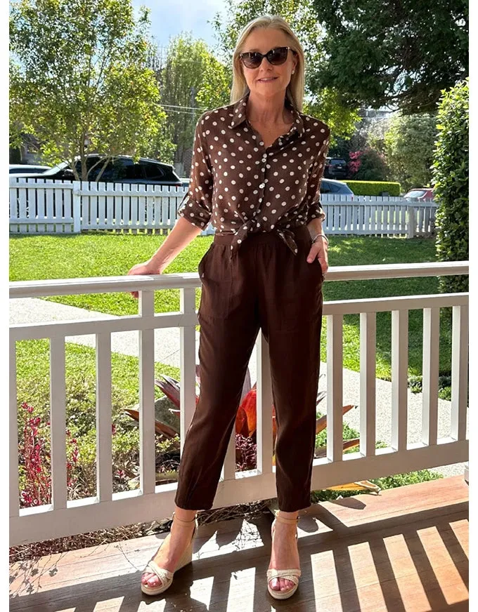 Sarah Linen Pleat Hem Pant Koko