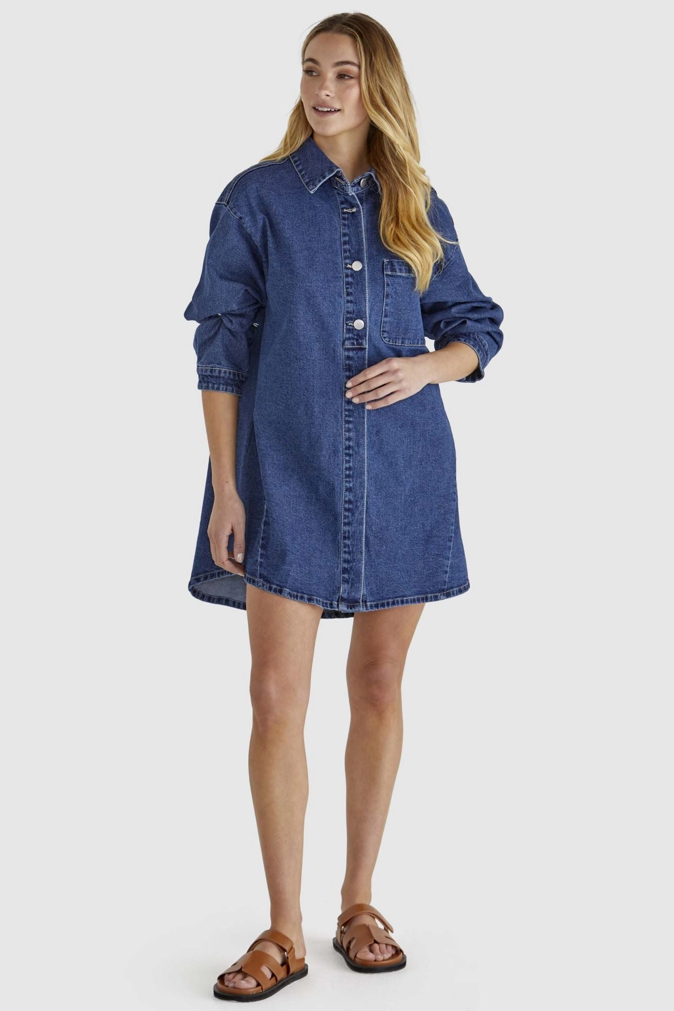 Sass Blue Denim Shacket Dress