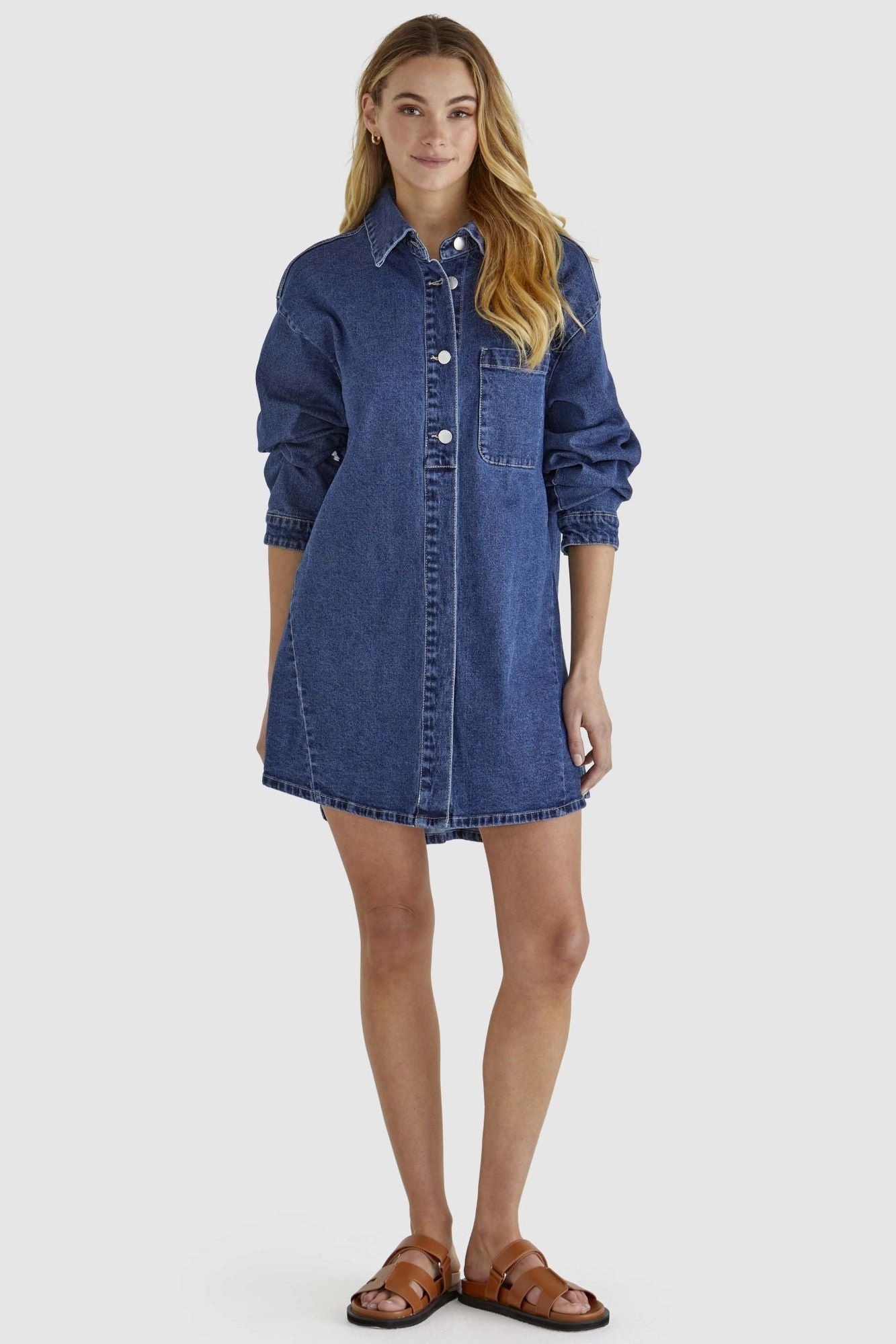 Sass Blue Denim Shacket Dress