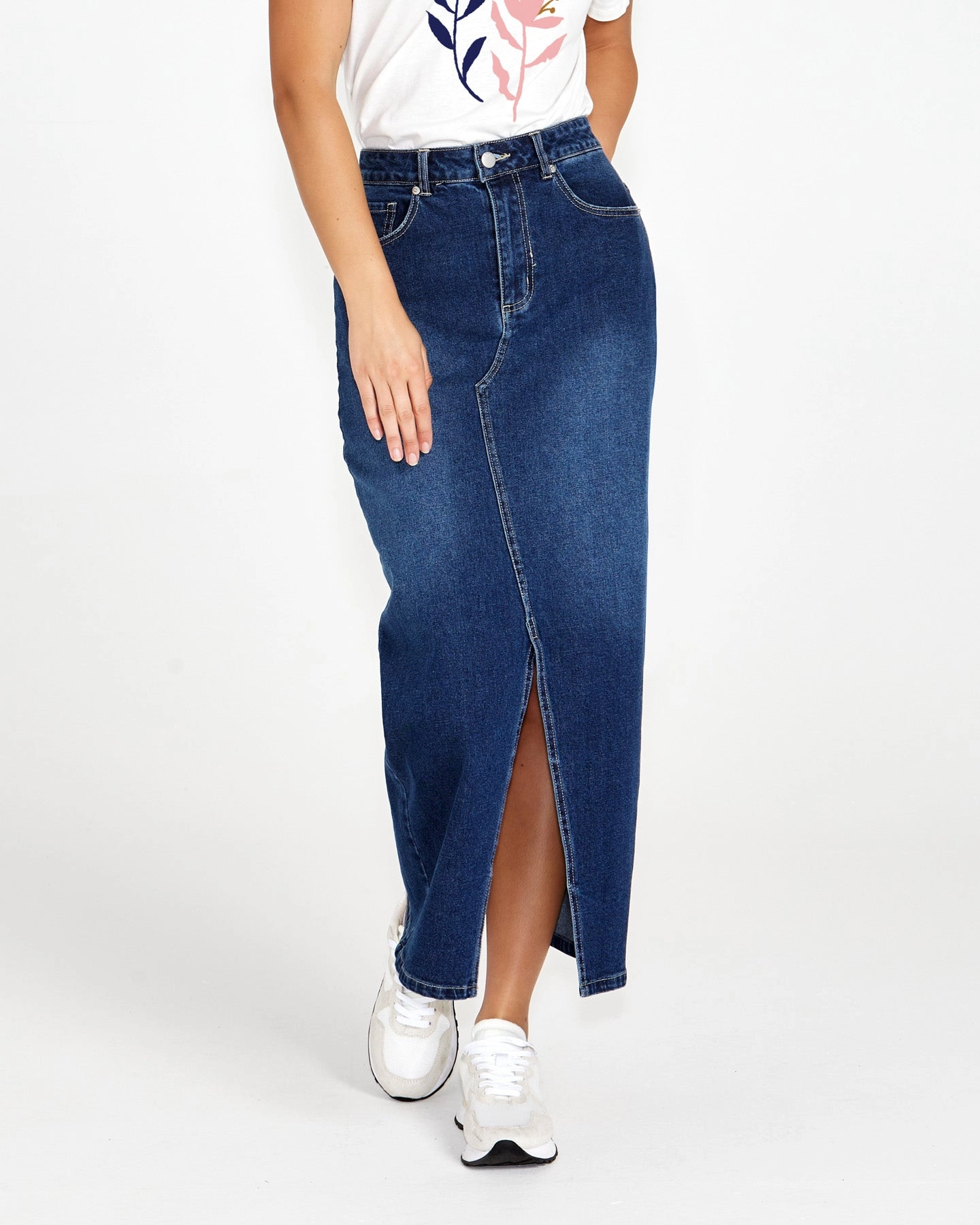 Sass Emerald Denim Maxi Skirt 78 Wash