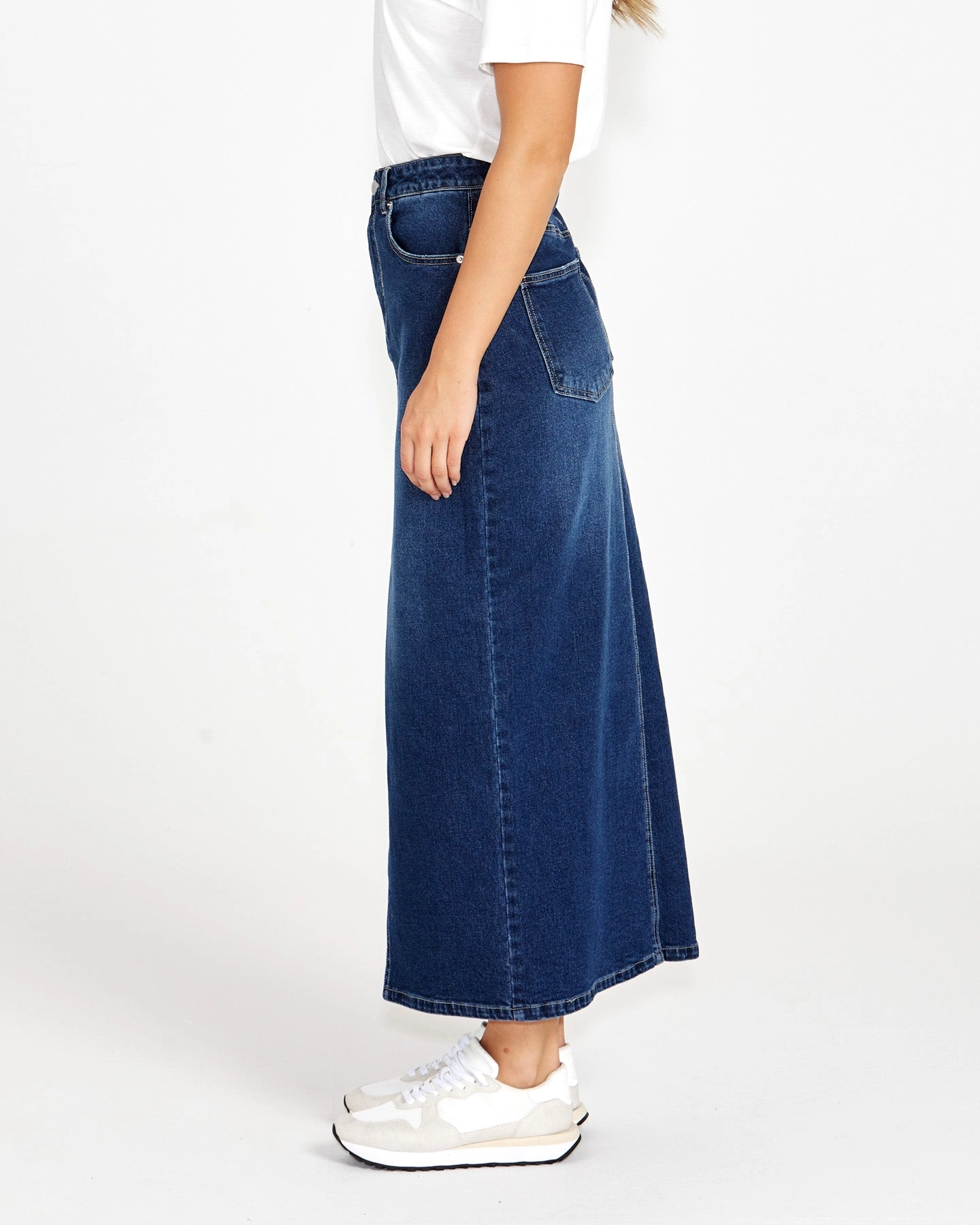Sass Emerald Denim Maxi Skirt 78 Wash