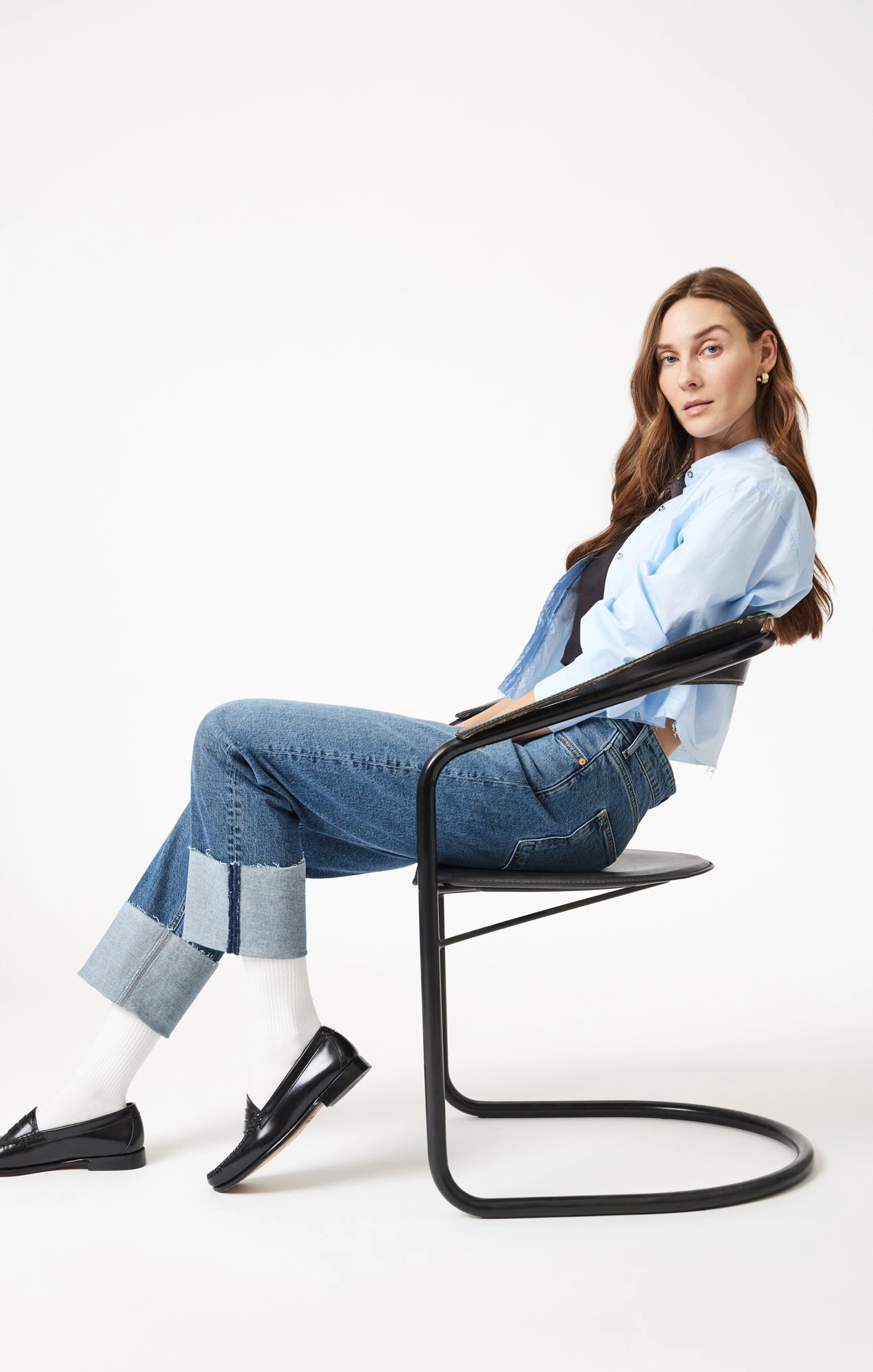 SAVANNAH CUFFED STRAIGHT LEG IN SHADED CLASSIC BLUE