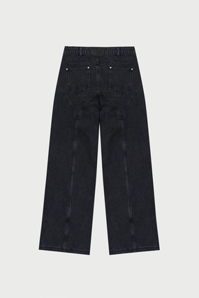 SEAM DETAIL WASHED JEANS - BLACK WASH