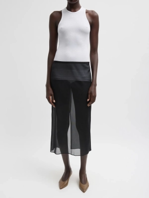 Sheer Gauze Maxi Pencil Skirt in Black