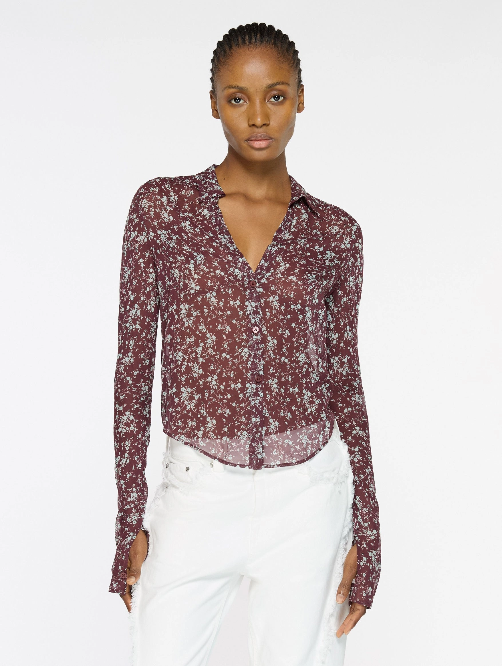 Sheer Silk Shirt in Italian Floral
